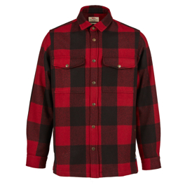 Fjällräven Singi Wool Overshirt M Men’s Shirts Black, Red Main Front 74523